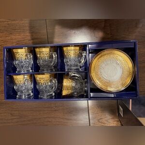Elegant Gold and Clear Glass Tea Set